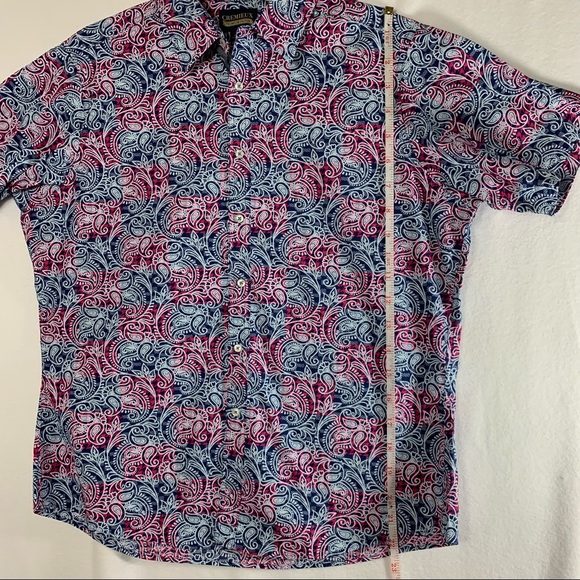 Cremieux Premium Denim Jeans Check Plaid Paisley ShortSleeve Woven Shirt Mens XL - Picture 9 of 10